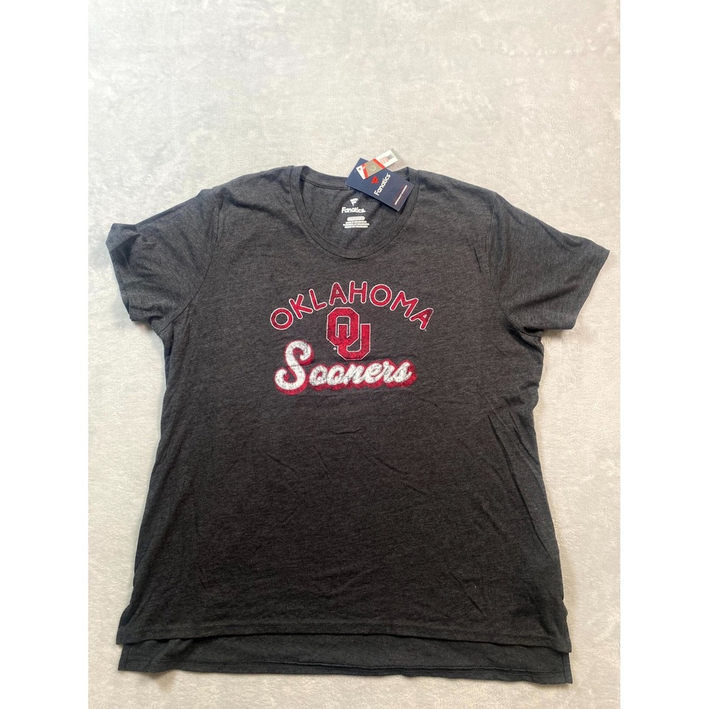 Fanatics Oklahoma Sooners Football T-Shirt Mens 2XL Charcoal Gray High Low Hem